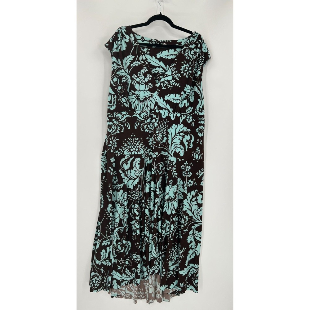 Mariage‎ Mode Womens Floral Sleeveless Dress Size 24W Brown & Blue